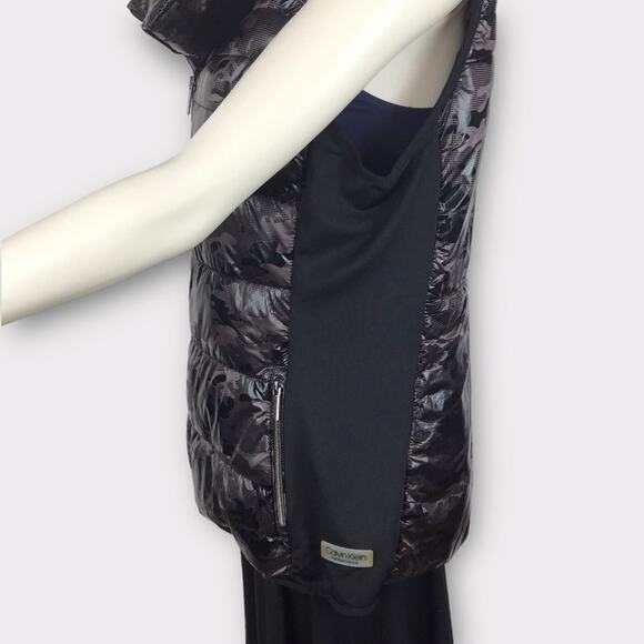 Calvin Klein Black Puffer Vest Camo Performance Funnel Neck Size Large - Picture 6 of 11